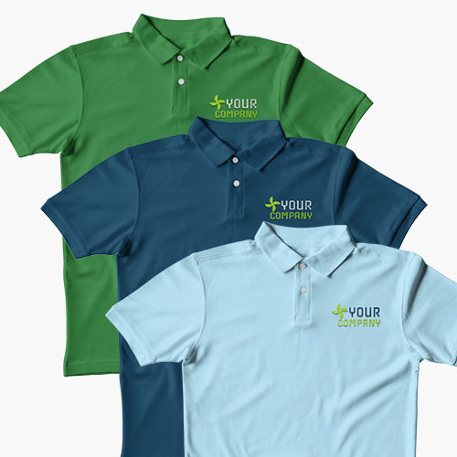 Assorted polos in various colors and styles, showcasing the range of high-quality apparel available at Graveyard Printing