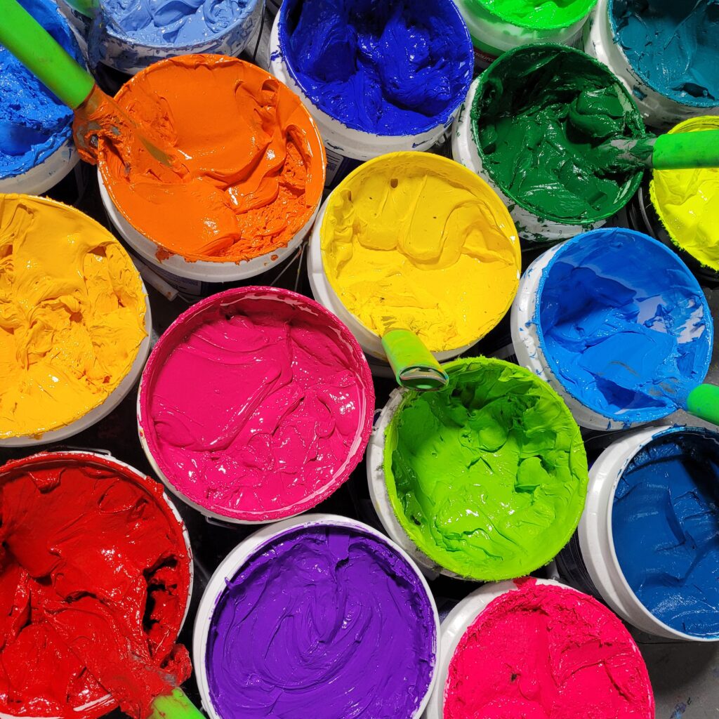 Image of Different Color Fabric Paints.